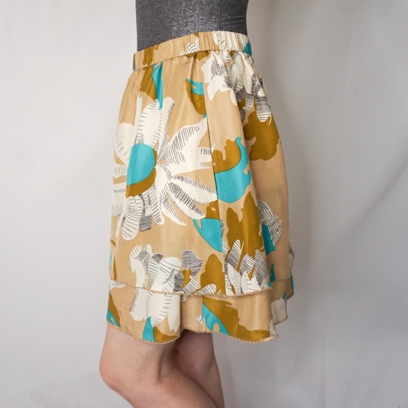 ANTHRO ODILLE Languid Silk Floral Mini Skirt 0624 - Picture 5 of 7
